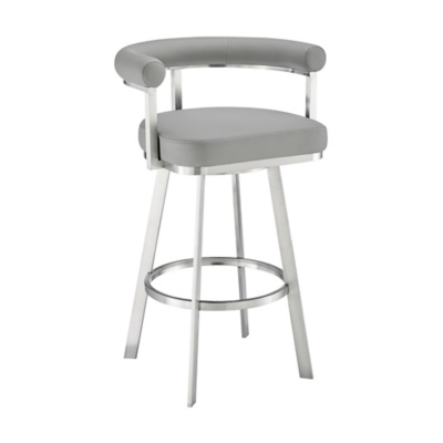 Magnolia Swivel Counter Stool, Gray/Chrome, large