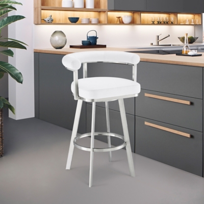 Magnolia Swivel Counter Stool, White/Chrome, rollover