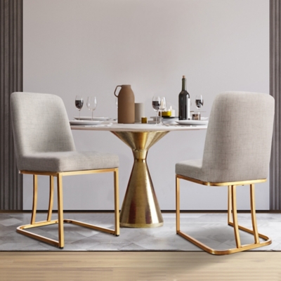 Ambience Dining Chairs (Set of 2), Beige/Gold