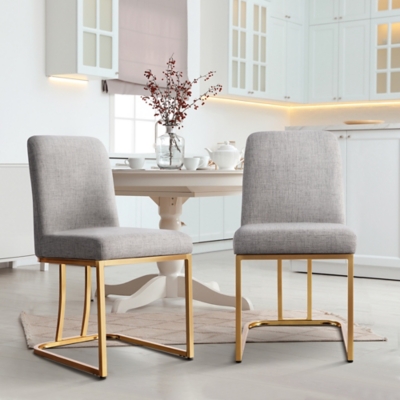 D600010485 Ambience Dining Chairs (Set of 2), Gray/Gold sku D600010485