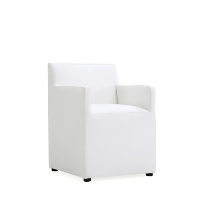 Manhattan Comfort Anna Upholstered Dining Armchair, Cream, large