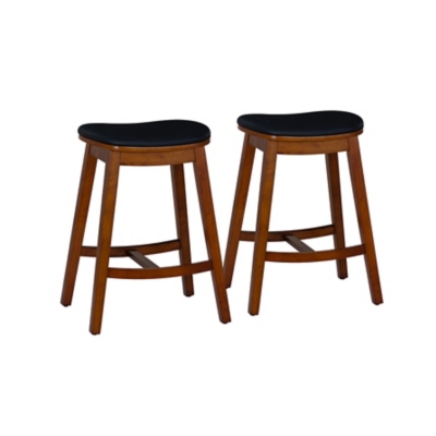 Linon Carmen Counter Height Bar Stools (Set of 2), Brown, large