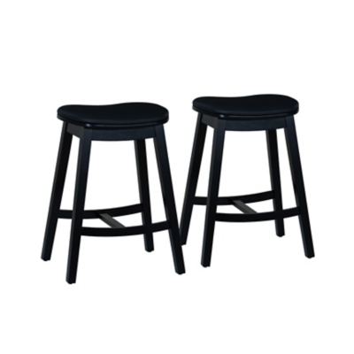 Linon Carmen Counter Height Bar Stools (Set of 2), Black, large