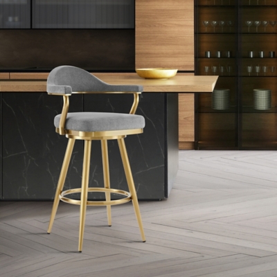 Justin Swivel Bar Height Bar Stool, Anchor Gray, rollover