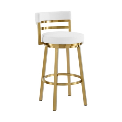 Madrid Swivel Counter Height Bar Stool, White, large