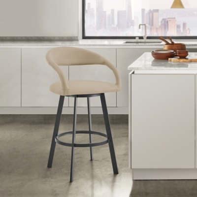 Ramona Swivel Bar Height Bar Stool, Beige, rollover