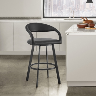 Ramona Swivel Bar Height Bar Stool, Black, rollover