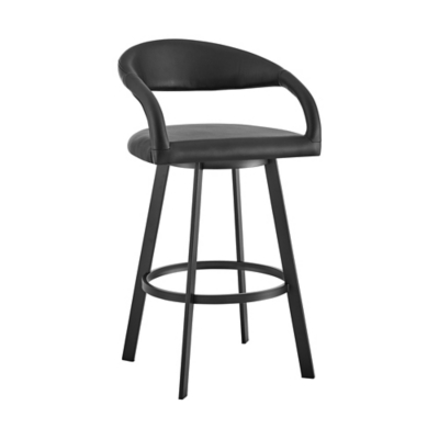 Ramona Swivel Bar Height Bar Stool, Black, large