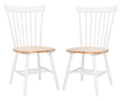 Safavieh Parker Spindle Back Dining Side Chair (Set of 2), White/Natural, large