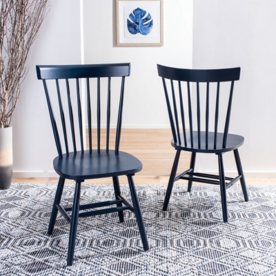 Safavieh Parker Spindle Back Dining Side Chair (Set of 2), Navy, rollover