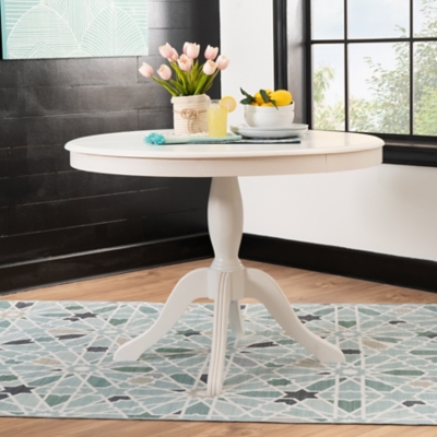 Linon Landin Pedestal Table, White, rollover