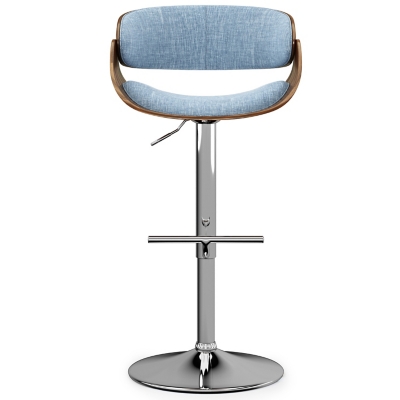 Simpli Home Amery Adjustable Swivel Bar Stool, Denim Blue, large