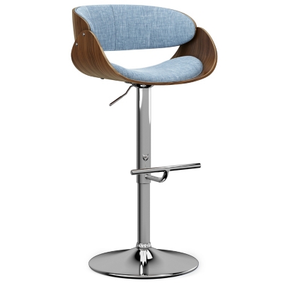 Simpli Home Amery Adjustable Swivel Bar Stool, Denim Blue, large
