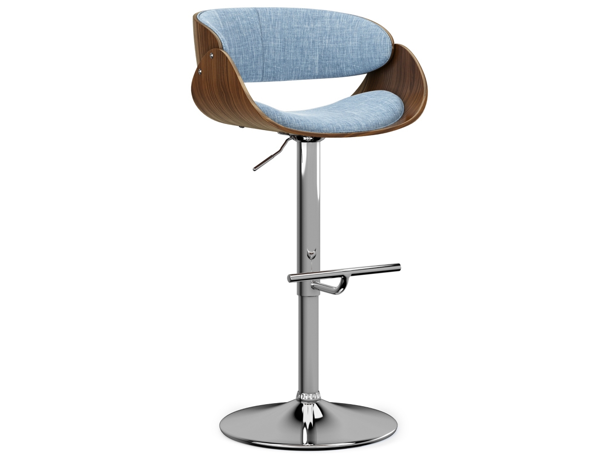 Simpli Home Amery Adjustable Swivel Bar Stool, Denim Blue, large
