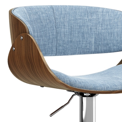 Simpli Home Amery Adjustable Swivel Bar Stool, Denim Blue, large