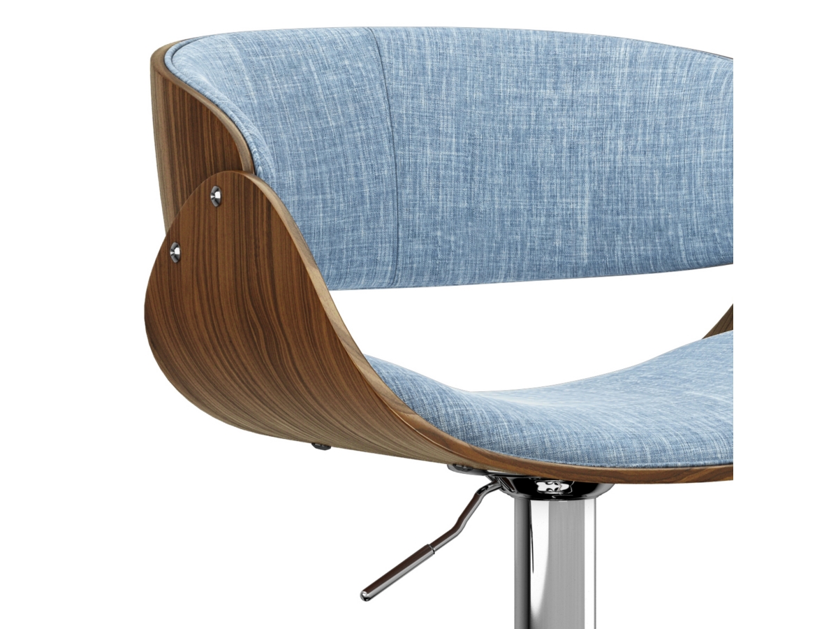 Simpli Home Amery Adjustable Swivel Bar Stool, Denim Blue, large