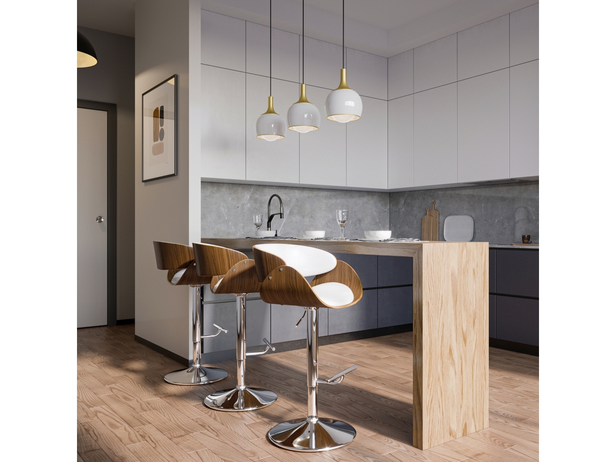 Simpli Home Amery Adjustable Swivel Bar Stool, White, large