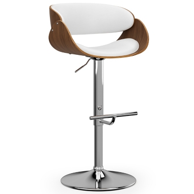 Simpli Home Amery Adjustable Swivel Bar Stool, White, large