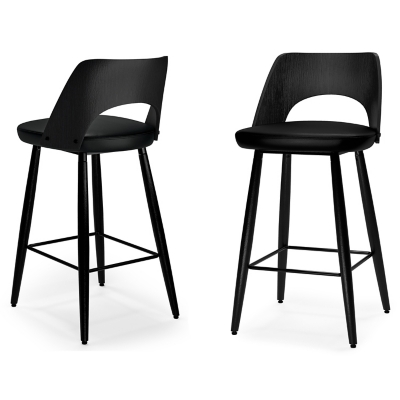 Simpli Home Callie Counter Height Bar Stool (Set of 2), Black, large