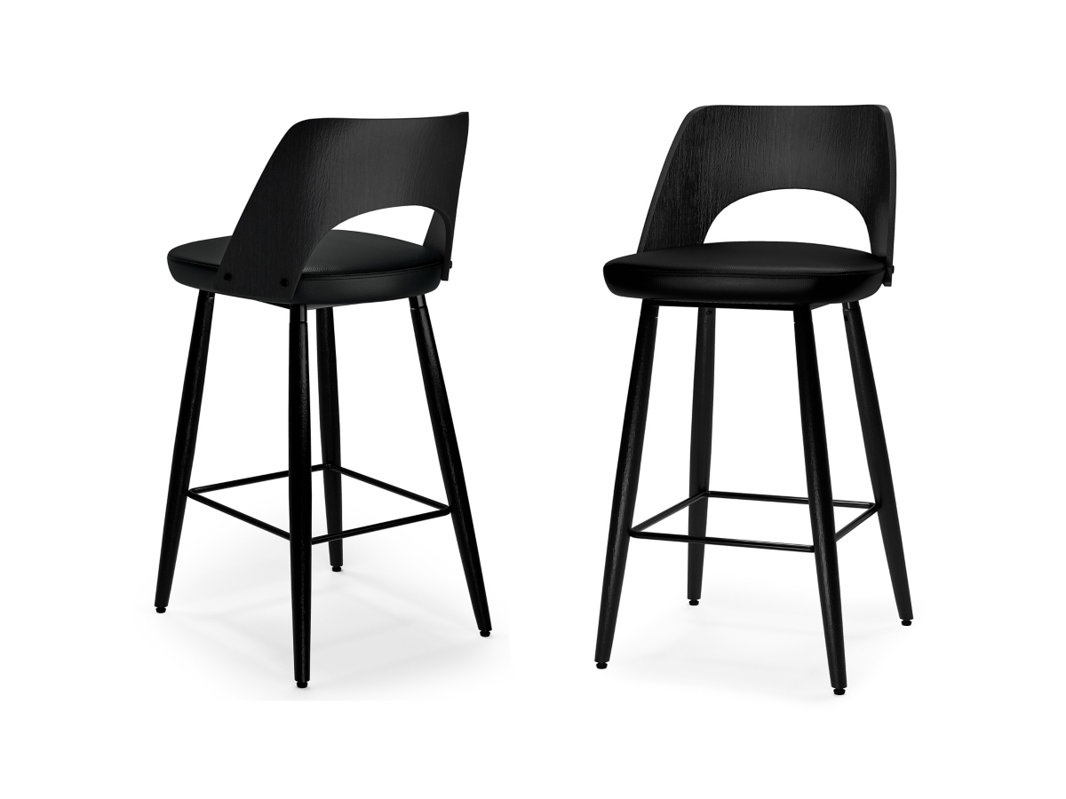 Simpli Home Callie Counter Height Bar Stool (Set of 2), Black, large