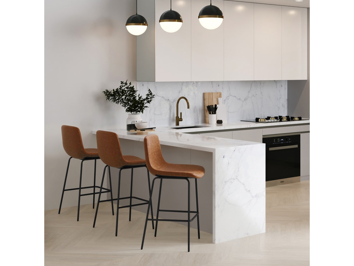 Simpli Home Jolie Bar Stool (Set of 2), Camel Brown, large