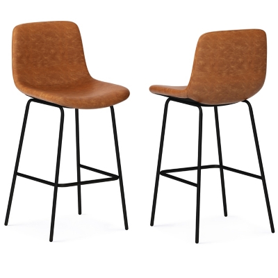 Simpli Home Jolie Bar Stool (Set of 2), Camel Brown, large