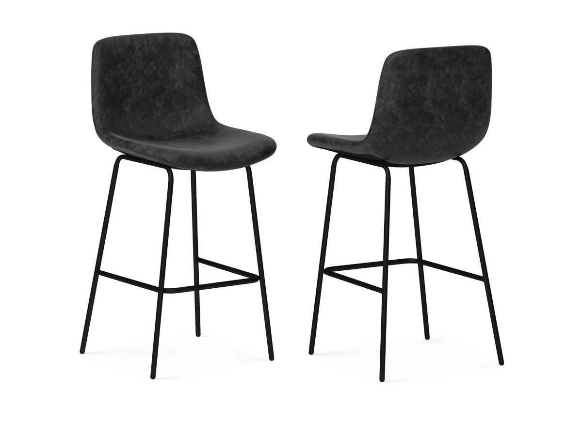 Simpli Home Jolie Bar Stool (Set of 2), Charcoal Gray, large