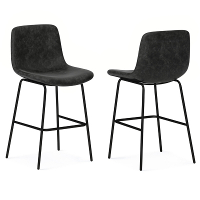 Simpli Home Jolie Counter Height Bar Stool (Set of 2), Charcoal Gray, large