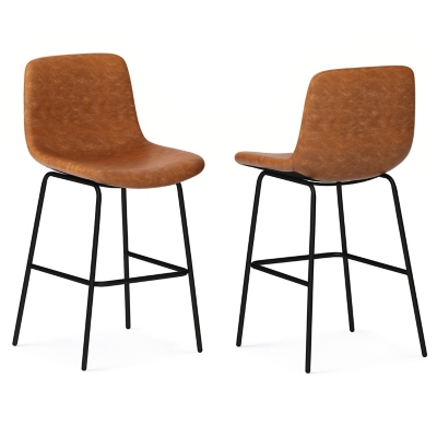 Simpli Home Jolie Counter Height Bar Stool (Set of 2), Camel Brown, large