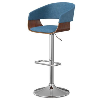 Simpli Home Lowell Adjustable Swivel Bar Stool, Blue, large