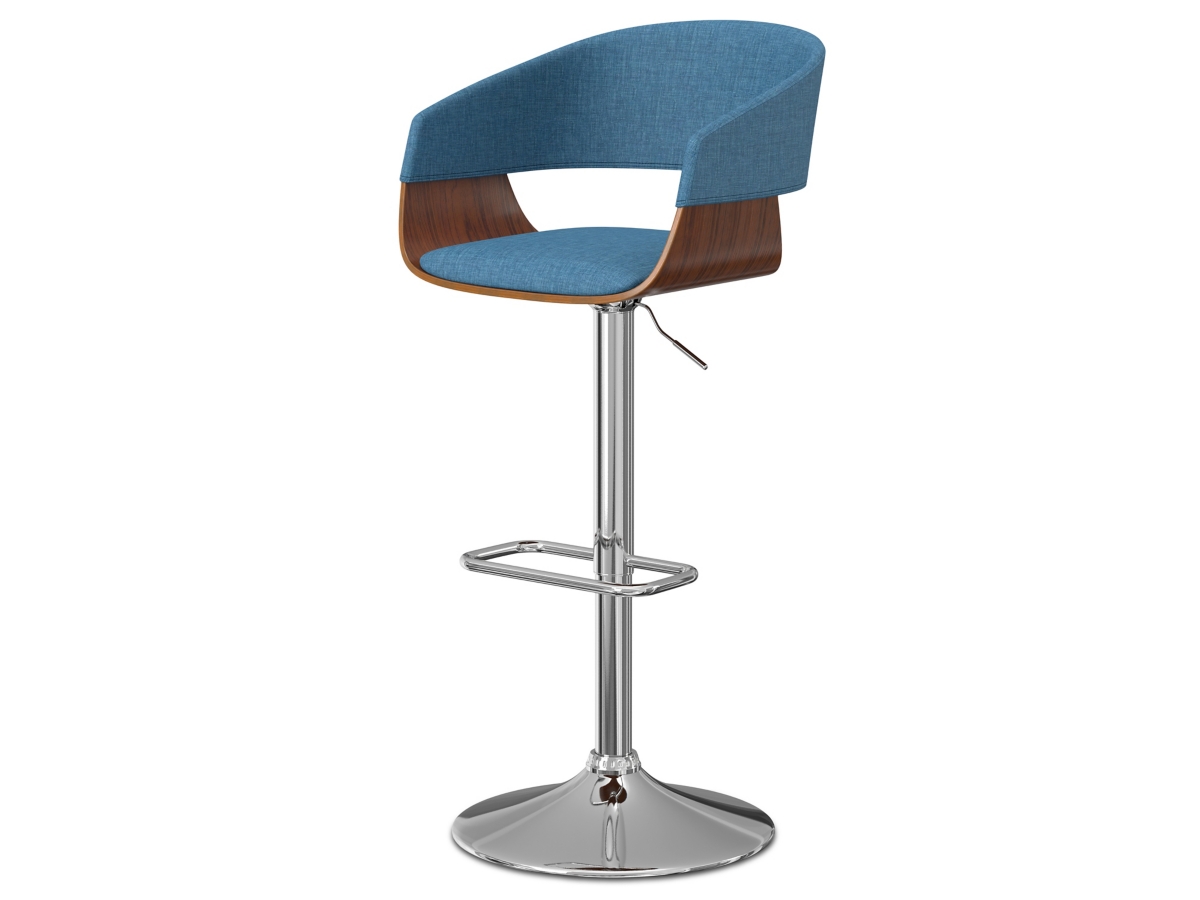 Simpli Home Lowell Adjustable Swivel Bar Stool, Blue, large