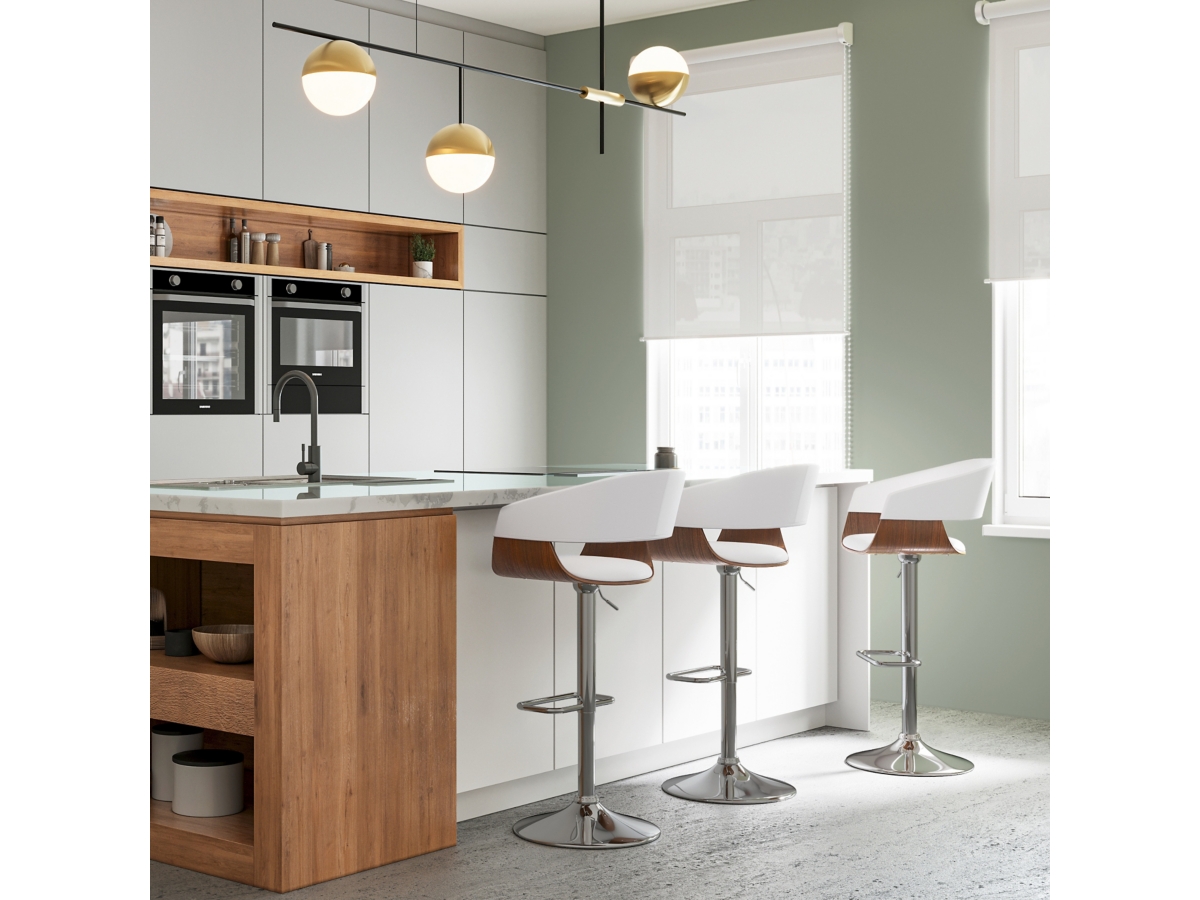 Simpli Home Lowell Adjustable Swivel Bar Stool, White, large