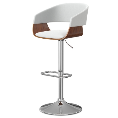 Simpli Home Lowell Adjustable Swivel Bar Stool, White, large