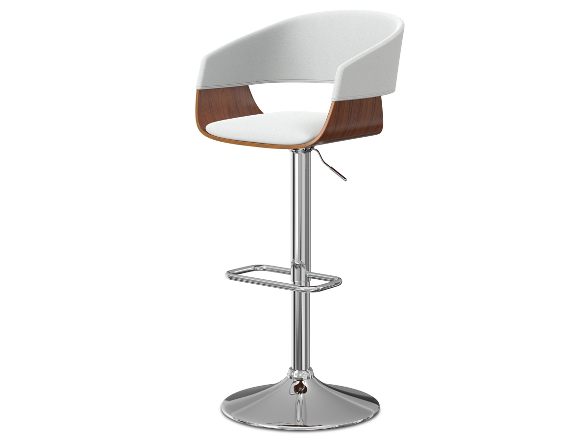 Simpli Home Lowell Adjustable Swivel Bar Stool, White, large
