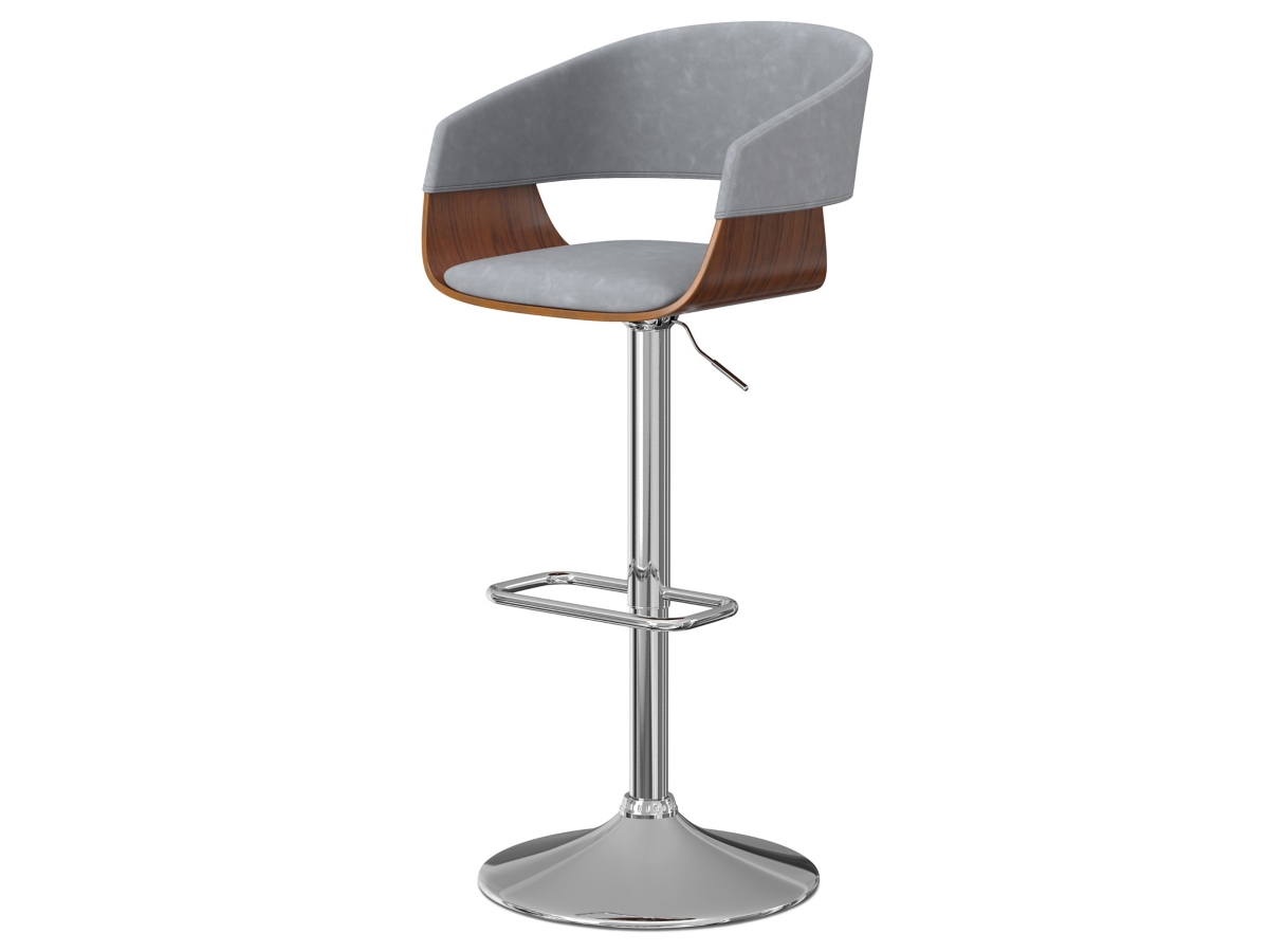 Simpli Home Lowell Adjustable Swivel Bar Stool, Stone Gray, large
