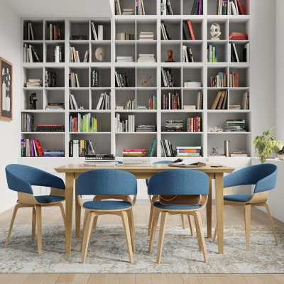 Simpli Home Lowell Dining Chair, Blue, rollover
