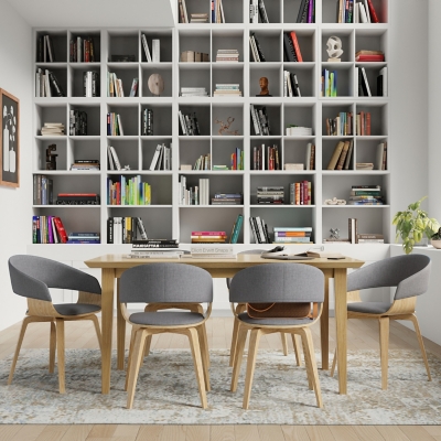 Simpli Home Lowell Dining Chair, Light Gray, rollover