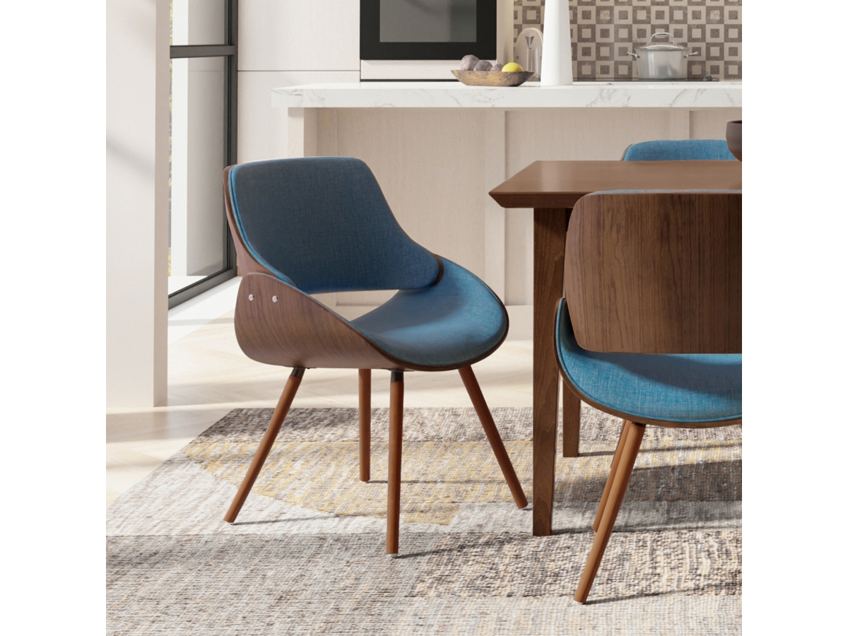 Simpli Home Malden Dining Chair with Hard Back, Blue, large