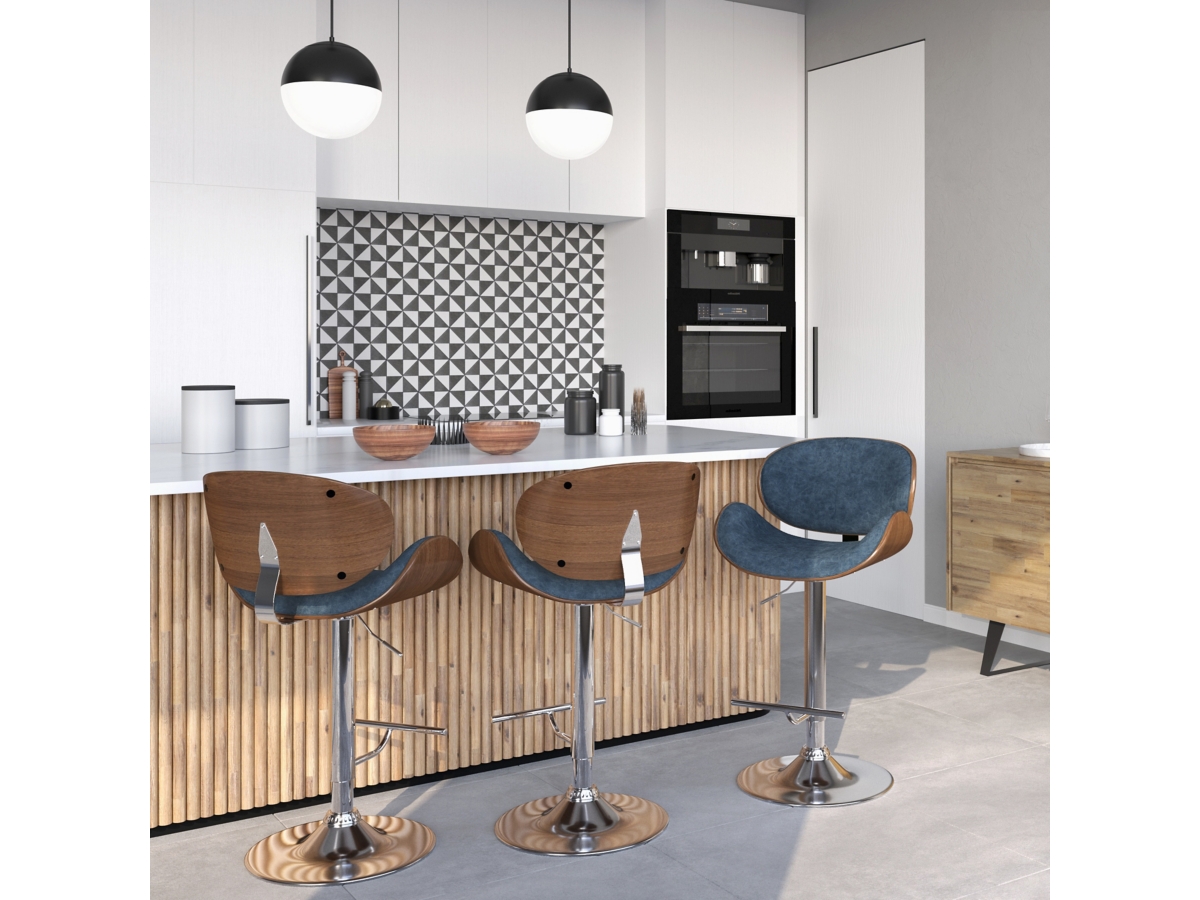 Simpli Home Marana Adjustable Swivel Bar Stool, Distressed Blue, large