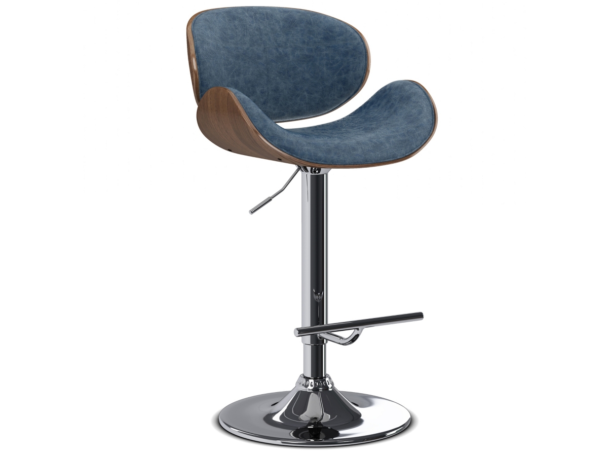 Simpli Home Marana Adjustable Swivel Bar Stool, Distressed Blue, large