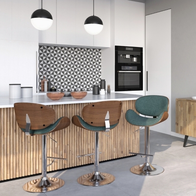 Simpli Home Marana Adjustable Swivel Bar Stool, Blue, large