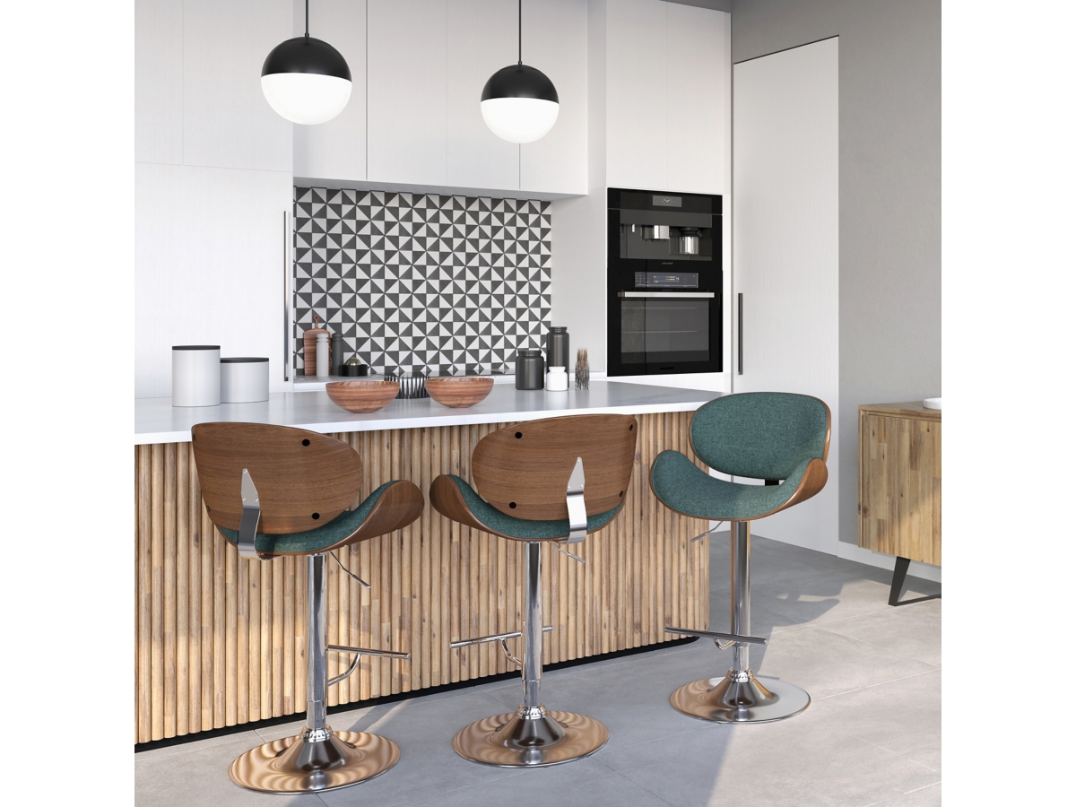 Simpli Home Marana Adjustable Swivel Bar Stool, Blue, large