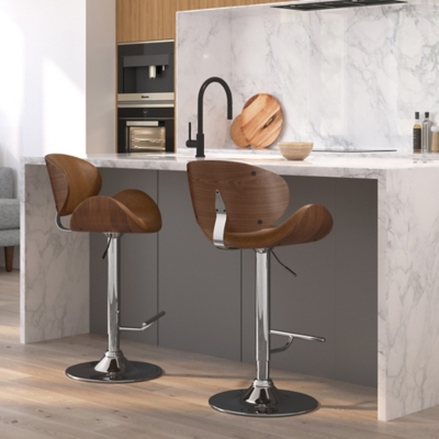 Simpli Home Marana Adjustable Swivel Bar Stool, Deep Tan, rollover