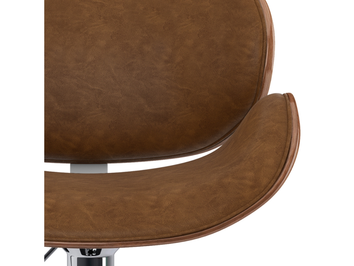 Simpli Home Marana Adjustable Swivel Bar Stool, Deep Tan, large