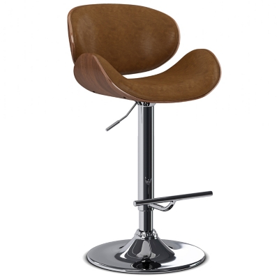 Simpli Home Marana Adjustable Swivel Bar Stool, Deep Tan, large