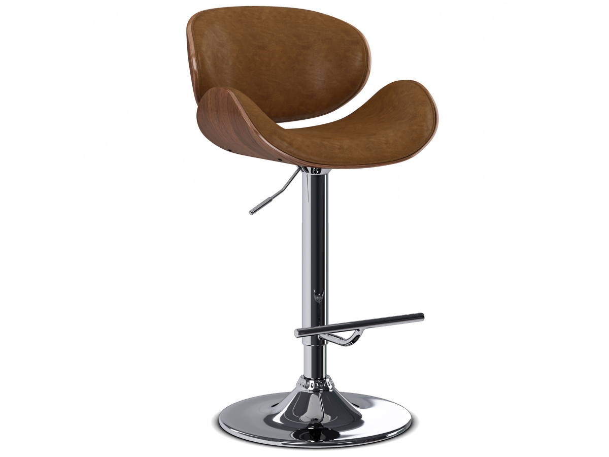 Simpli Home Marana Adjustable Swivel Bar Stool, Deep Tan, large