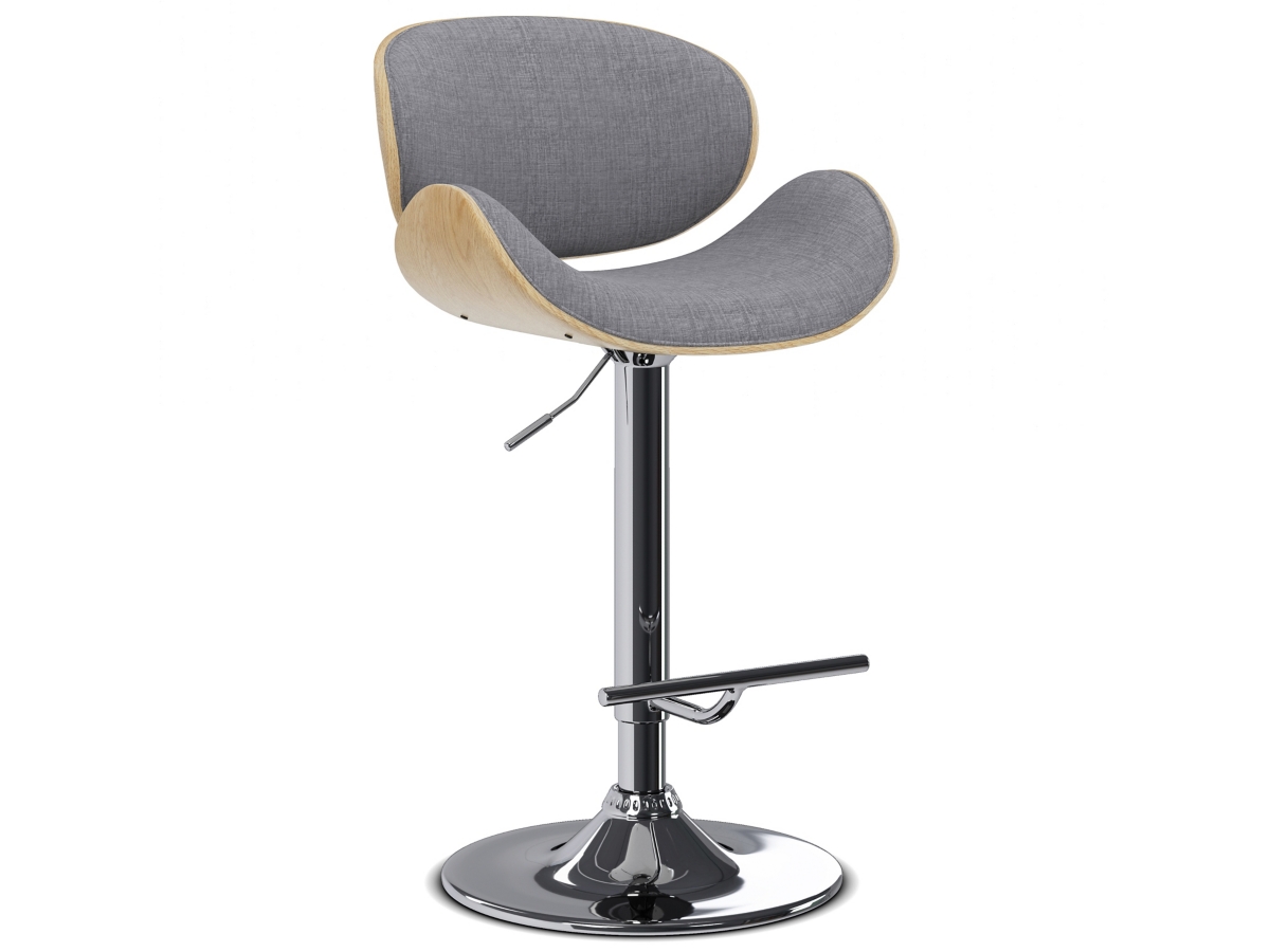 Simpli Home Marana Adjustable Swivel Bar Stool, Light Gray, large