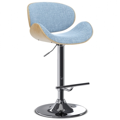 Simpli Home Marana Adjustable Swivel Bar Stool, Denim Blue, large