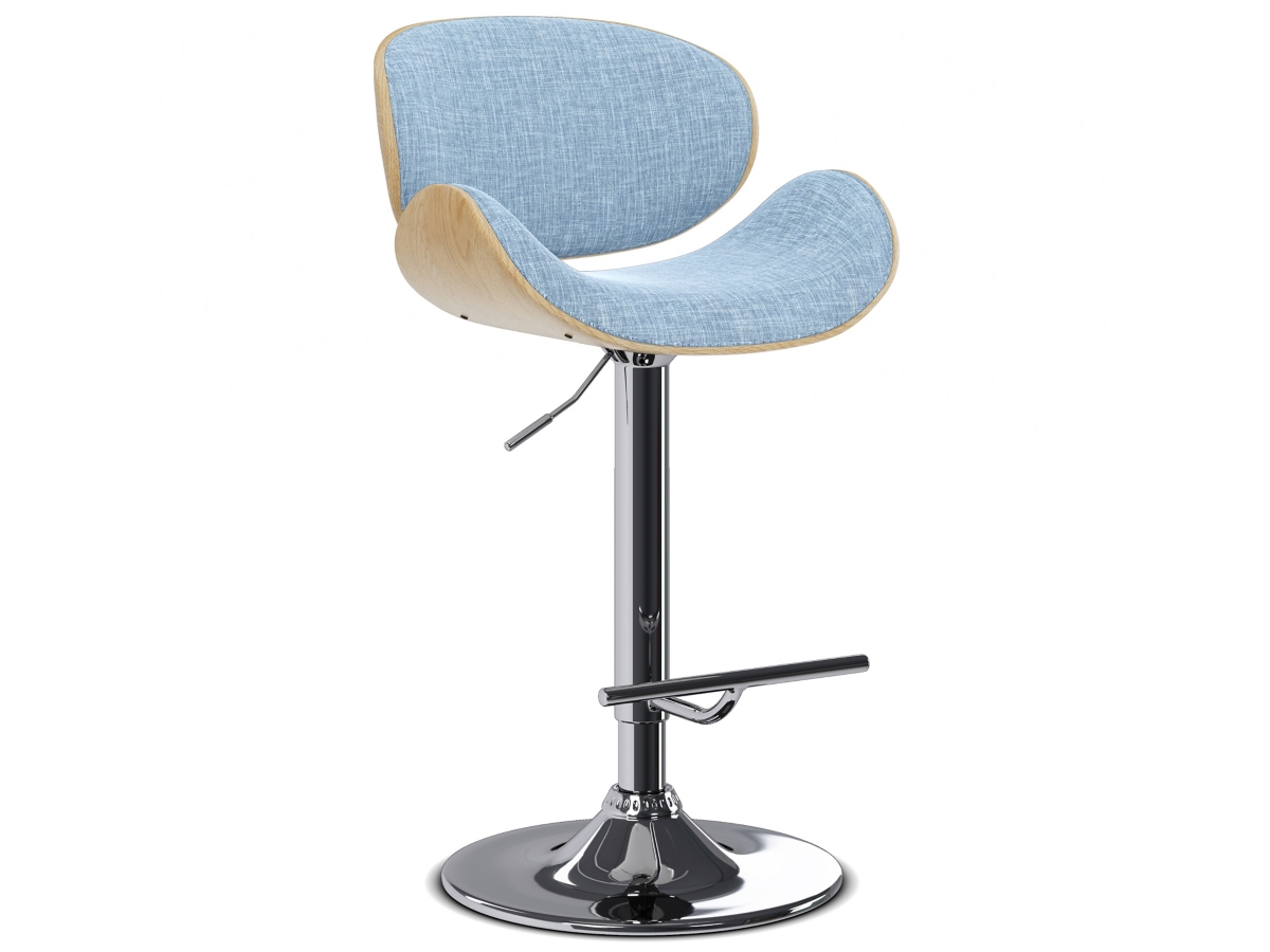 Simpli Home Marana Adjustable Swivel Bar Stool, Denim Blue, large