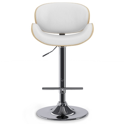 Simpli Home Marana Adjustable Swivel Bar Stool, White, large